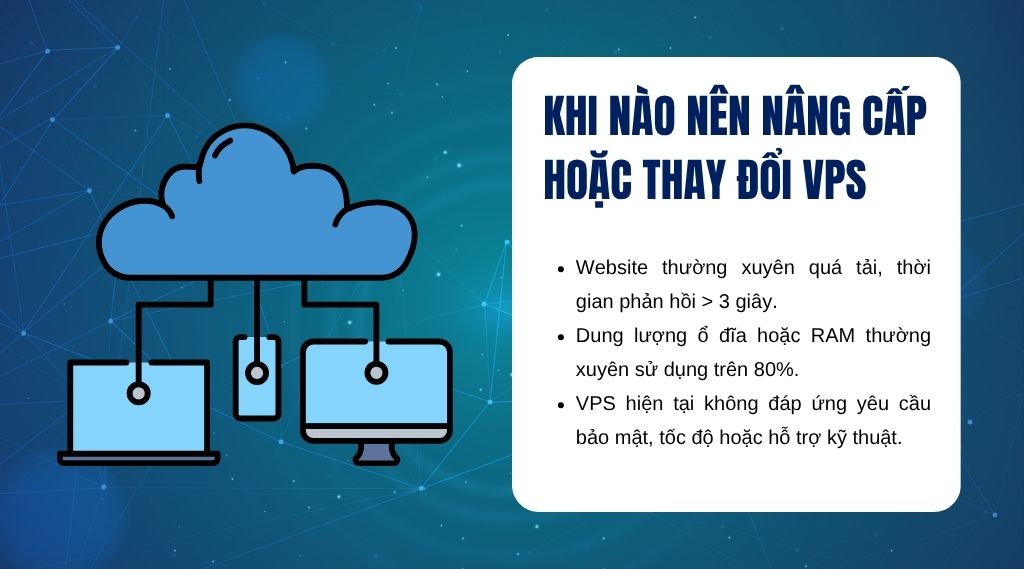 Các trường hợp bạn nên cân nhắc nâng cấp hoặc thay đổi máy chủ ảo VPS