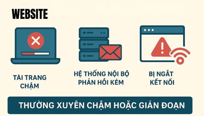 Website chậm, trang tải lâu và thường bị gián đoạn trong giờ cao điểm