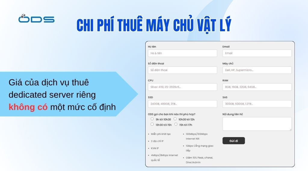 Chi phí thuê máy chủ vật lý